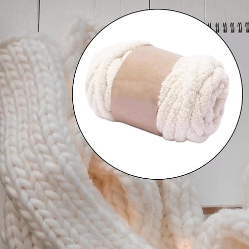 MagiDeal Thick Chunky Yarn Arm Knit Yarns Filling Handcrocheted Jumbo Tubular Yarn Bulky Yarns for Craft Knitted Blanket Pet Bed Sweaters, Beige White thumbnail 5