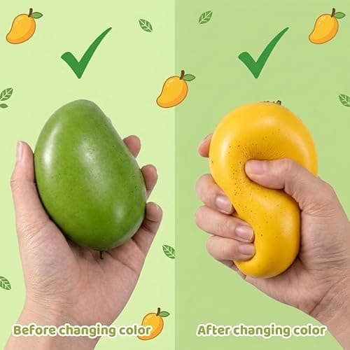 GWZTIO Squishies Mango, Big Fruit Squishies, Color Changing Sensory Tool for Anxiety Relief, Portable Desk Stress Ball for Office Workers and Adult Users thumbnail 4