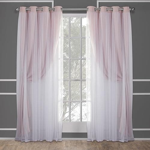 TOWN & COUNTRY LUXE Talia Double Layer Indoor Curtains, Sheer and Room Darkening Blackout, Grommet Top, Energy Efficient, 2-Pack Set, 52"x84", Rose Blush thumbnail 3