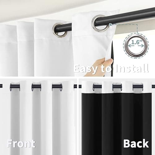 BGment White Blackout Curtains 63 Inch Long - Black Out Curtains for Bedroom Thermal Insulated Curtains for Winter Grommet Total Room Darkening Window Drapes, 2 Panels, 42 x 63 Inch thumbnail 6