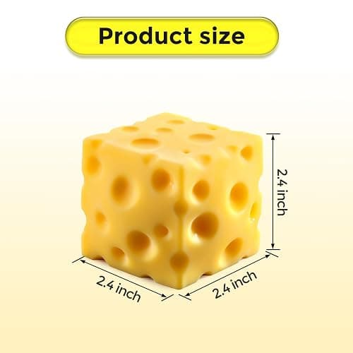 Cheese Squishy Cube Block, Squishy Fidget Toys for Adults, Easter Basket Stocking Stuffers, Sensory Stress Ball Squeeze Toys for Stress Relief (Yellow 2.4 in) thumbnail 3