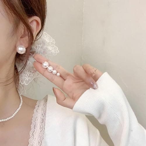 Pearl Stud Earrings, 12 Pairs Hypoallergenic Pearl Earrings Stud for Women | Hypoallergenic Composite White Round Ball Earrings Set Birthday Bridal Wedding Christmas Jewelry Daily Wear thumbnail 7