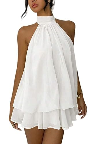 ELLEVEN Women's Backless Halter Mini Dress Summer Party Dress Sexy Outfits - Image 1