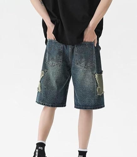 Gecagal Unisex Denim Shorts Baggy Jorts Y2K Streetwear Fashion Jorts Casual Loose Grunge Harajuku Jeans Shorts thumbnail 4