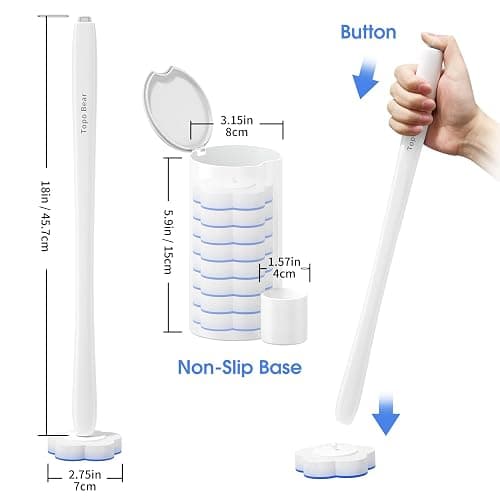 Topo Bear Disposable Toilet Bowl Brush with 40 Toilet Wand Refills, Toilet Bowl Cleaner Wands, Toilet Cleaning System Starter Kit thumbnail 2