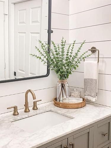 Bessol Artificial Eucalyptus Stems in Glass Vase with Faux Water，16.54" Fake Plants for Home Decor, Coffee Table Centerpieces, Office, Bathroom & Farmhouse Weddings - Faux Greenery Plants Decorations thumbnail 4