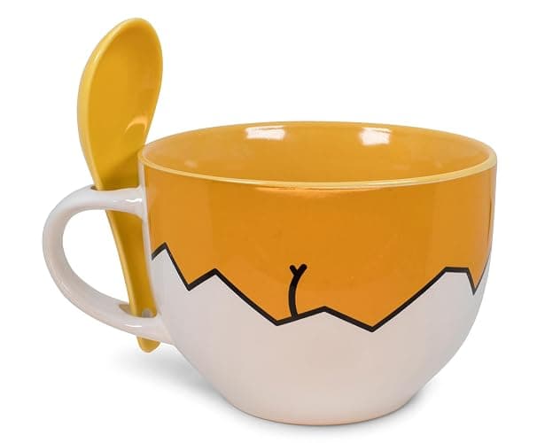 Silver Buffalo Gudetama Dangerous Situations Boxed Ceramic Soup Mug w/Spoon, 24-Ounce thumbnail 3