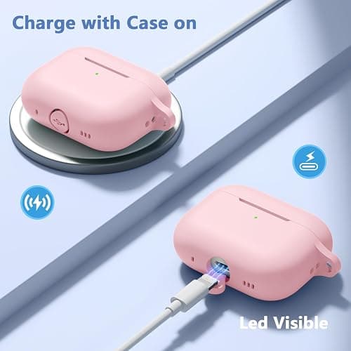 Dgege for Airpods Pro 2 Case with Cleaner Kit,Soft Silicone Full Protective Cover for AirPods Pro Case Women Men,Compatible for Apple Airpods Pro 2/Pro with Keychain,Front LED Visible, Lightpink thumbnail 6
