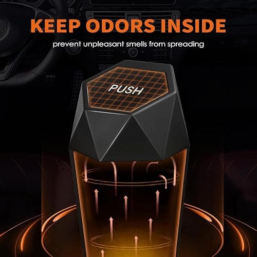 HOTOR Car Trash Can with Lid - 1 Pack, Mini Essential Car Accessories for Interior, Leakproof Car Garbage Can with 15 Attached Trash Bags, Multipurpose Car Organizers and Storage,Black thumbnail 4