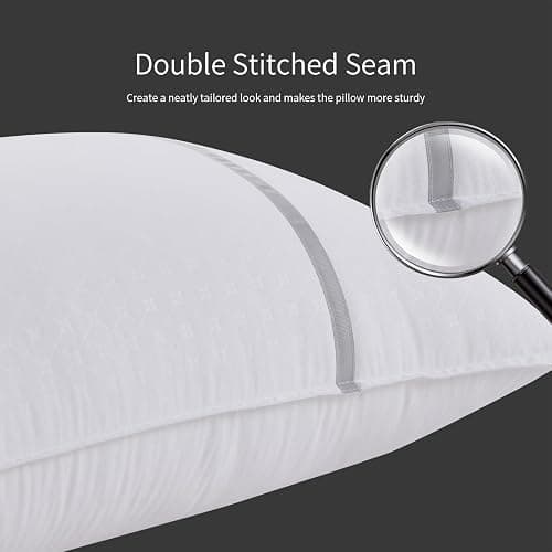MUFEW Bed Pillows Standard Size Set of 2, Medium Firm Hotel Pillows for Sleeping, Cooling Pillows for Side & Back Sleepers, Down Alternative Filling, 20 x 26 Inches thumbnail 4