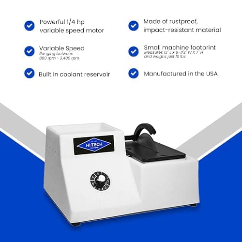 Hi-Tech Diamond 4"/5" Lapidary Trim Saw - Stone Cutter Equipment, Glass Cutter, Diamond Blades Included, Rock Polisher & Cutting Tool Set for Gems, Minerals, Stones and Crystals – 4/5 Inch, 115V Only thumbnail 5