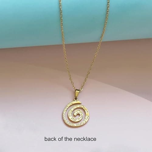 Rnivida Spiral Pendant Necklace for Women,14k Gold Plated Jewelry Gift with Adjustable Stainless Steel Chain 18‘’ thumbnail 5