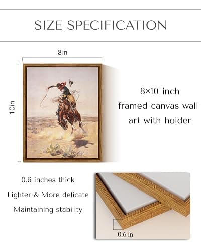 InSimSea Framed Canvas Wall Art Western Cowboy Decor Rustic Vintage Cowboy Oil Paintings Horse Riders of Mid-Century Art Prints Ranch Lunar Landscape Wall Pictures Antique Wall Decor Aesthetic Posters thumbnail 4
