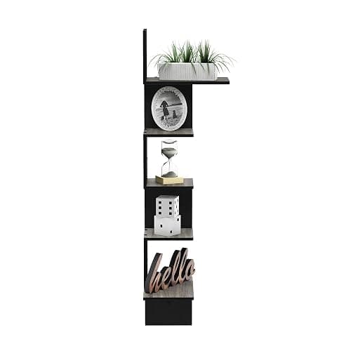 Furinno Rossi Wall Mounted Shelves, 5-Tier Rectangle, French Oak Grey/Black thumbnail 6
