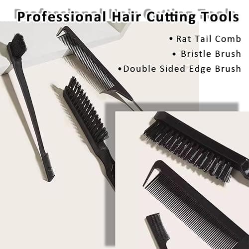 Bristle Hair Brush with Edges Brush, 5 Pack Slick Back Hair Brush Teasing Comb Set Hair Brush for Men Women, Boar Bristle Brush Smoothing Brush Sleek Hair Brush for Slicking Hair Beard thumbnail 6