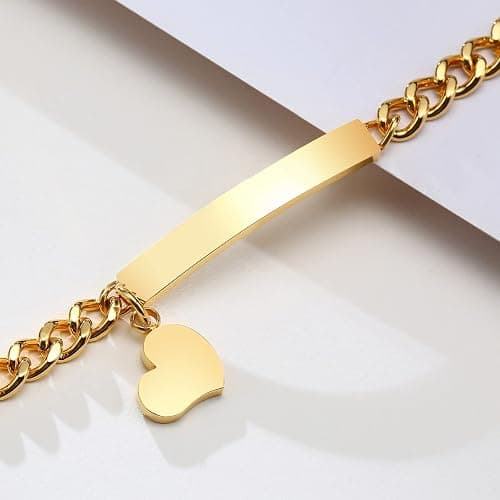 Gamtic Customize ID Bracelets Gift for Couples - His & Her Matching Bracelet, Men Women Promise Cuban Chain Bracelet thumbnail 4