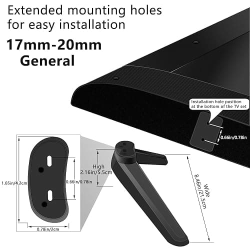 Universal TV Base Stand with Screws and Instruction, Table Top TV Stand Legs, Black TV Replacement Legs for Most 32 40 49 50 55 Inch TCL Roku Smart TV (B) thumbnail 2