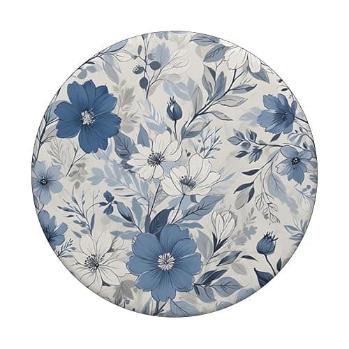 White Blue Floral Pattern PopSockets Adhesive PopGrip thumbnail 3
