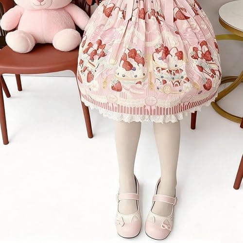 Women Cute Sneakers, Bow Detail Mary Janes 3D Cat Pattern Japanese Harajuku Style JK Shoes Lovely Round Toe Flats Pink Kawaii Kitten Footwear thumbnail 5
