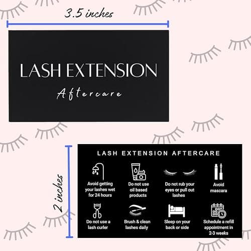 Lash Extension Aftercare Card | 50 Pack | Lash Aftercare Instruction Minimalist Cards Double Sided Size 3.5 x 2 inches Eye Lash Aftercare Kit for Clients with 2-3 Week Refill Instruction thumbnail 2