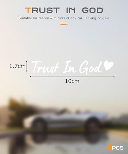 SCUARI 4PCS Car Stickers,Cars Decals,Car Accessories Trust in God Rearview Mirror Sticker,Trust in God Mirror Decals,Suitable for Most Cars, Trucks, Motorcycles, SUVs (White) thumbnail 2