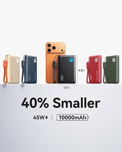 INIU Portable Charger, Ultra Slim 10000mAh 45W PD Power Bank, USB C in&Out Fast Charging Battery Pack, Travel Essential Phone Powerbank Compatible with iPhone 17 16 15 Samsung S22 S21 Google iPad etc thumbnail 2