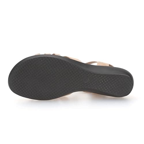 VJH confort Women's Flat Sandals, Comfort Elastic Slip-on Light Weight Slingback Casual Walking Sandals with Rhinestone thumbnail 5