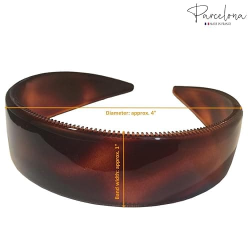 Parcelona French (Set of 2) Wide 1 Inch Tortoise Shell Brown and Black Hair Headbands with Inner Teeth Nibs thumbnail 4