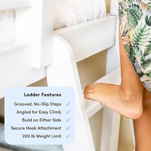 Max & Lily Loft Bed Twin Size, Solid Wood Low Loft Bed with Storage Drawer and Ladder, Modern Farmhouse Loft Bed for Kids, White Wash thumbnail 7