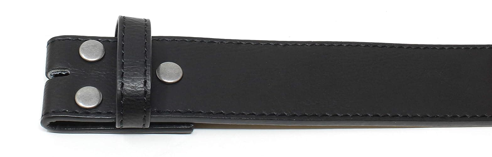 Leather Belt Strap with Vintage Distressed Texture 1.5" Wide with Snaps and without Buckle thumbnail 4
