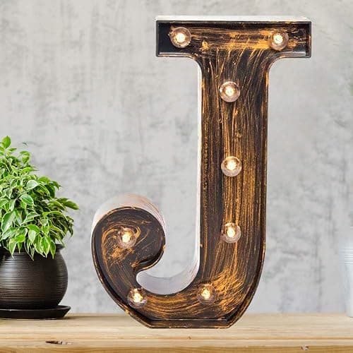 Pooqla Vintage Light Up Marquee Letters with Lights – Illuminated Industrial Style Lighted Alphabet Letter Signs - Coffee Bar Apartment Bedroom Wall Home Initials Decor A-Z thumbnail 8