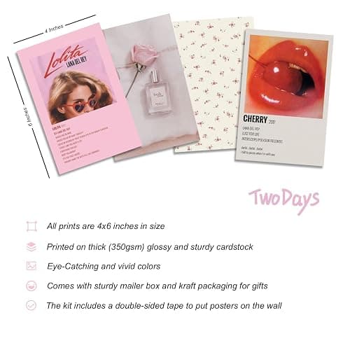 TwoDays Coquette Room Decor Aesthetic, Coquette Wall Collage Kit, 50pcs Coquette Posters (4" × 6"), Pink Room Decor Aesthetic, Vintage Prints. thumbnail 3