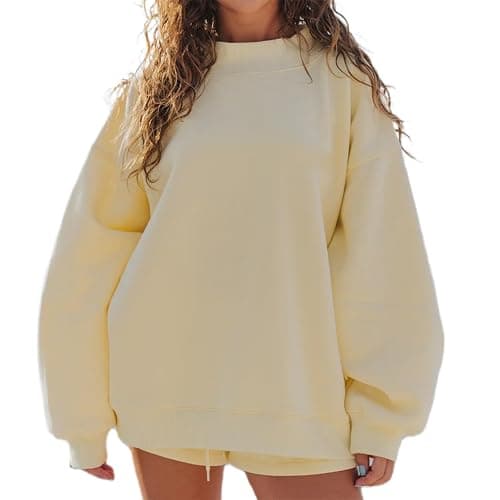 Qmlyev Women 2 Piece Outfits Sweat Shorts Sets Oversized Casual Lounge Matching Set Sweatsuit Tracksuit 2026 Fall Clothes - Image 1