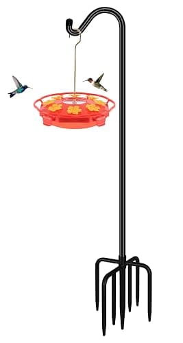 FEED GARDEN 76'' Bird Feeder Pole, Heavy Duty Shepherds Hooks for Outdoor with 7-Prong Base, Adjustable Shepherds Hook for Hummingbird Feeder, Lanterns, Plants, Wedding Decor (1 Pack) - Image 1