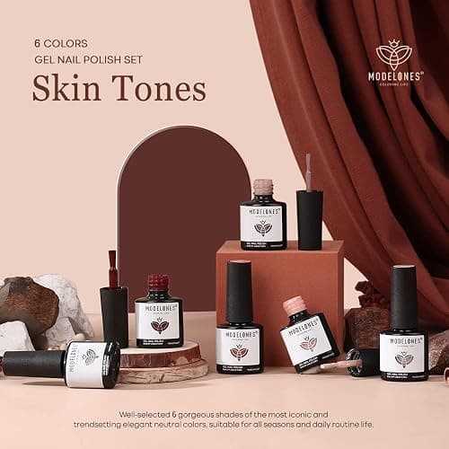 modelones Gel Nail Polish Kit -6 Colors Fall Winter Nude Pink Gel Polish Set Skin Tones Neutral Brown Soak Off Gel Nail Kit Manicure DIY Nail Art Salon Home Gift thumbnail 5