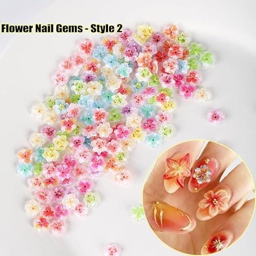 KACHIMOO 100Pcs Flower Nail Art Charms 3D Flowers for Nails Random Style Colorful Hibiscus Nails Hawaii Nail Rhinestones Resin Nail Gems for Women Nail Design thumbnail 4