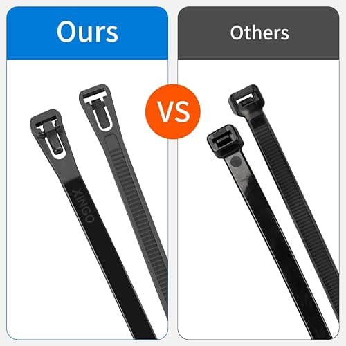 Armpow 16 Inch Recoverable Reusable Zip Ties, 100PCS Black Zip Ties, Outdoor 120 lb. Small Cable Ties, Small Releasable Plastic Ties, Removable Wire Ties for Wire Management Outdoor Patio thumbnail 4