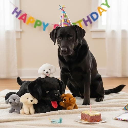 MorisMos Mommy Dog Stuffed Animal with Babies Inside, 21" Dog Plush Toy Set Black Labrador Stuffed Animal with 4 Baby Puppies, Interactive Stuffed Dog Plush for Kids Girls Boys Birthday thumbnail 7