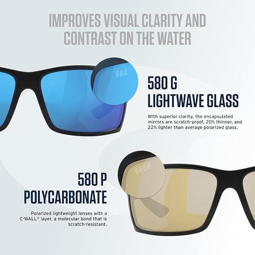 Costa Del Mar Mens Rinconcito Rectangular Sunglasses thumbnail 5