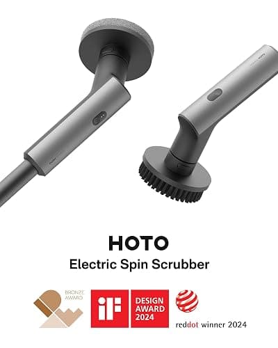 HOTO Cordless Electric Spin Scrubber, IPX7 Full Body Waterproof Bathroom Cleaning Brush, Max 22 in-lb, Shower Scrubber Brush with Long Handle, 6 Brush Heads, Power Scrubber for Bathroom, Floor, Tile thumbnail 7