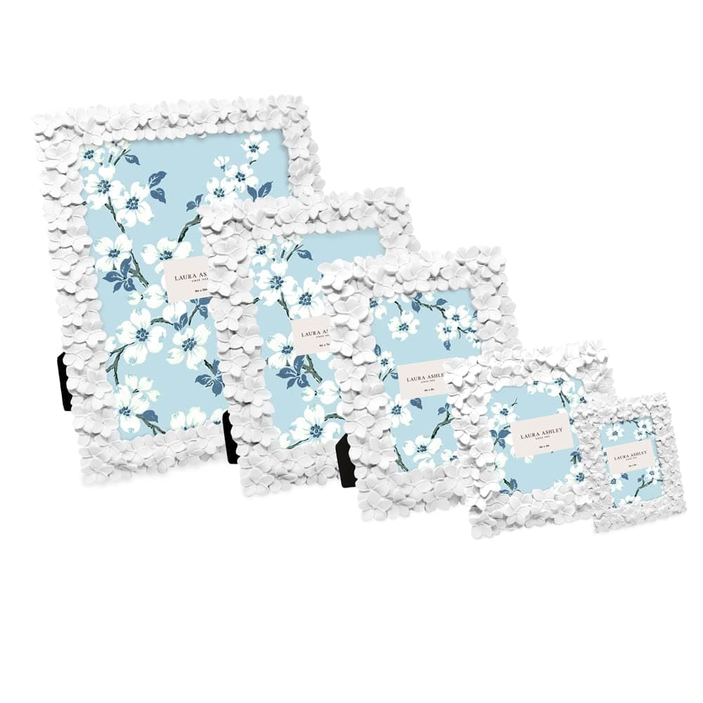 Laura Ashley 2x3 White Flower Textured Hand-Crafted Resin Picture Frame w/Easel & Hook for Tabletop & Wall Display, Decorative Floral Design Home Décor, Photo Gallery, Art (2x3, White) thumbnail 4