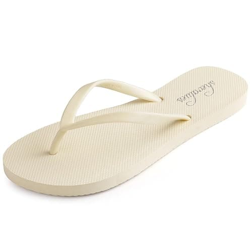 shevalues Slim Flip Flops for Women Beach Rubber Shower Shoes Basic Thong Sandals - Image 1