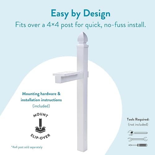 Architectural Mailboxes Whitley Plastic Mailbox Post, Compatibility Code A, B, C, WP000WAM, White thumbnail 4