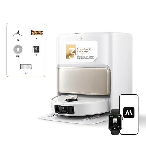 Mova V50 Ultra Complete Saugroboter mit Wischfunktion 24.000 Pa, 6cm Hindernisüberwindung, Liftable Navigation+RGB AI+LED, 80℃ Heißwasserwäsche & 63℃ Selbsttrocknung, DuoSolution System, Tricut Bürste - Image 1