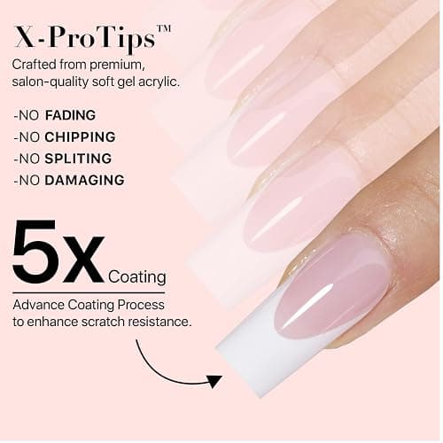 SXC Cosmetics French Tip Press On Nails Pink Series, Medium Square X-Pro Tips Starter Kit thumbnail 6