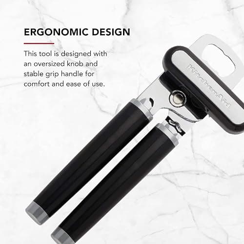 KitchenAid Classic Multifunction Can Opener and Bottle Opener Easy to Use, Razor Sharp Stainless Steel Cutting Wheel, Soft Ergonomic Handles, Black thumbnail 6