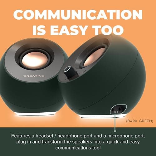 Creative Pebble Pro Minimalist 2.0 USB-C Computer Speakers with Bluetooth 5.3 and Customizable RGB Lighting, Clear Dialog and BassFlex Tech, USB Audio, Headset Port, for PC and Mac (White) thumbnail 6