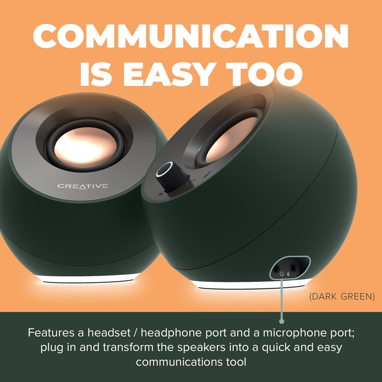 Creative Pebble Pro Minimalist 2.0 USB-C Computer Speakers with Bluetooth 5.3 and Customizable RGB Lighting, Clear Dialog and BassFlex Tech, USB Audio, Headset Port, for PC and Mac (White) thumbnail 6