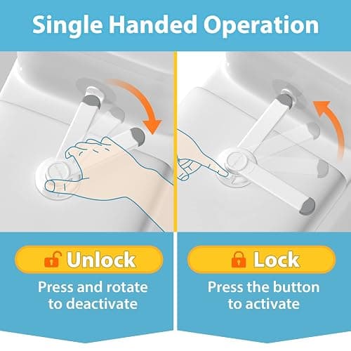 4our Kiddies Baby Toilet Lock (2 Pack) for Child Safety, Baby Proof Toilet Seat Lock with 2 Extra Pallet Fit for Most Standard Toilet, Easy Intallation Toilet Lid Lock with 2 Extra 3M Adhesive thumbnail 6