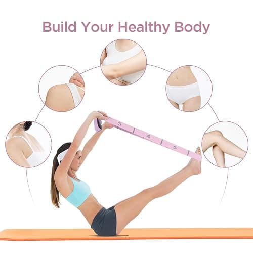 AiQInu Yoga Stretch Gurt, Resistance Bands Mit 11 Schleifen, Hochelastischer Fitnessbänder, Hochelastischer Elastische Widerstandsbänder für Pilates Fitness Stretching Training thumbnail 6